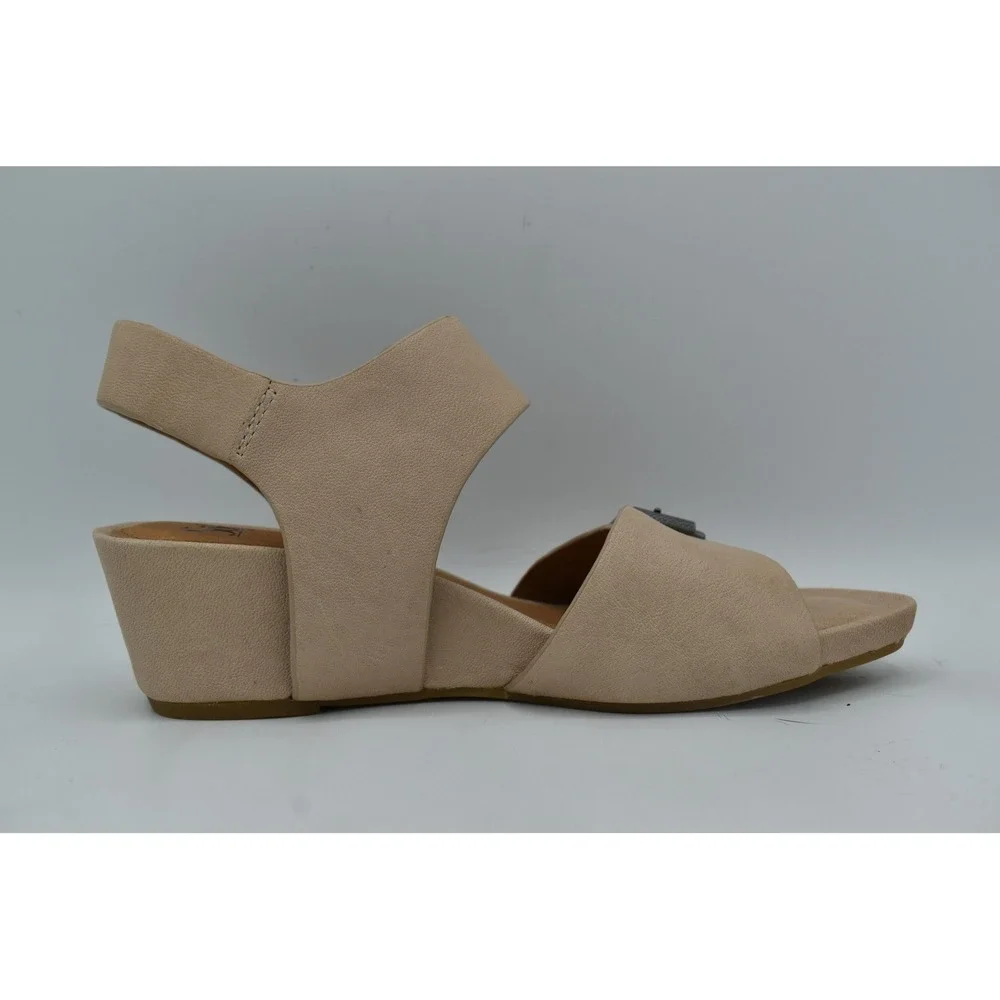 Sofft Women Size 8 Valeri Tapioca Grey Leather Wedge Sandals Shoes